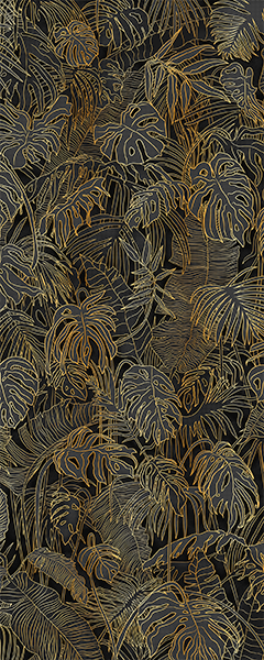 Панель настенная ART A-12.3.1/Foliage Inky Gold глянец 120х300x0,4 см