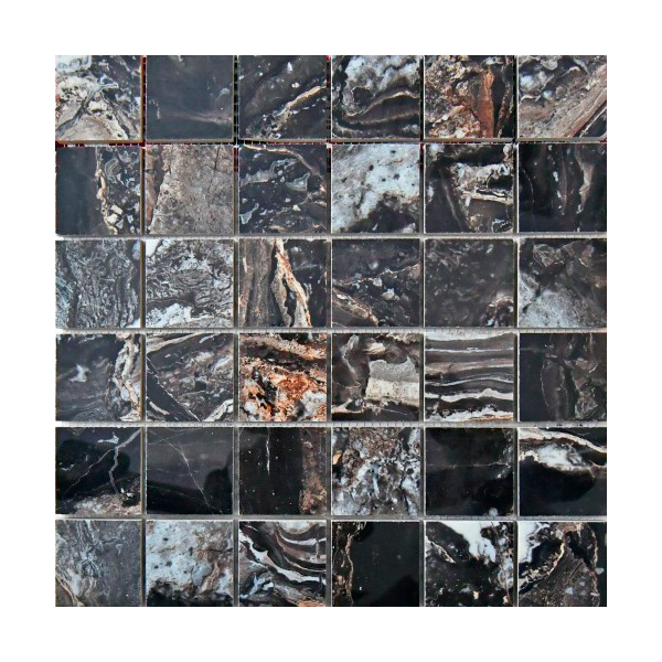 Мозаика керамическая N40001 AMBASSADOR Nairobi Black POLISHED (5x5) 30x30х0,9 см