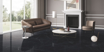 Гранит керамический MML5061530 MARMI MAXIMUM Dark Marquina LUCIDATO 150х300х0,6 см